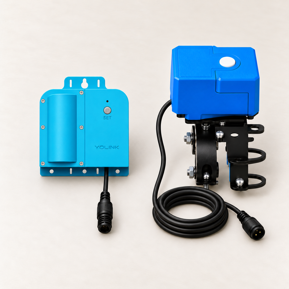 YoLink X3 Valve Controller Kit with Bulldog Valve Robot — arranged main components