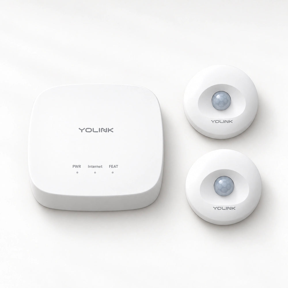 YoLink Indoor Motion Sensor Starter Kit — arranged main components