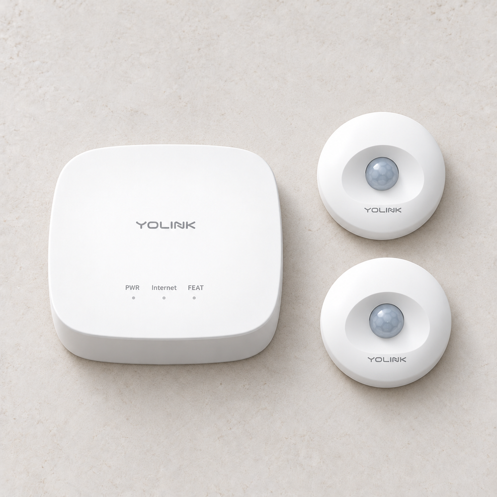 YoLink Indoor Motion Sensor Starter Kit — arranged main components