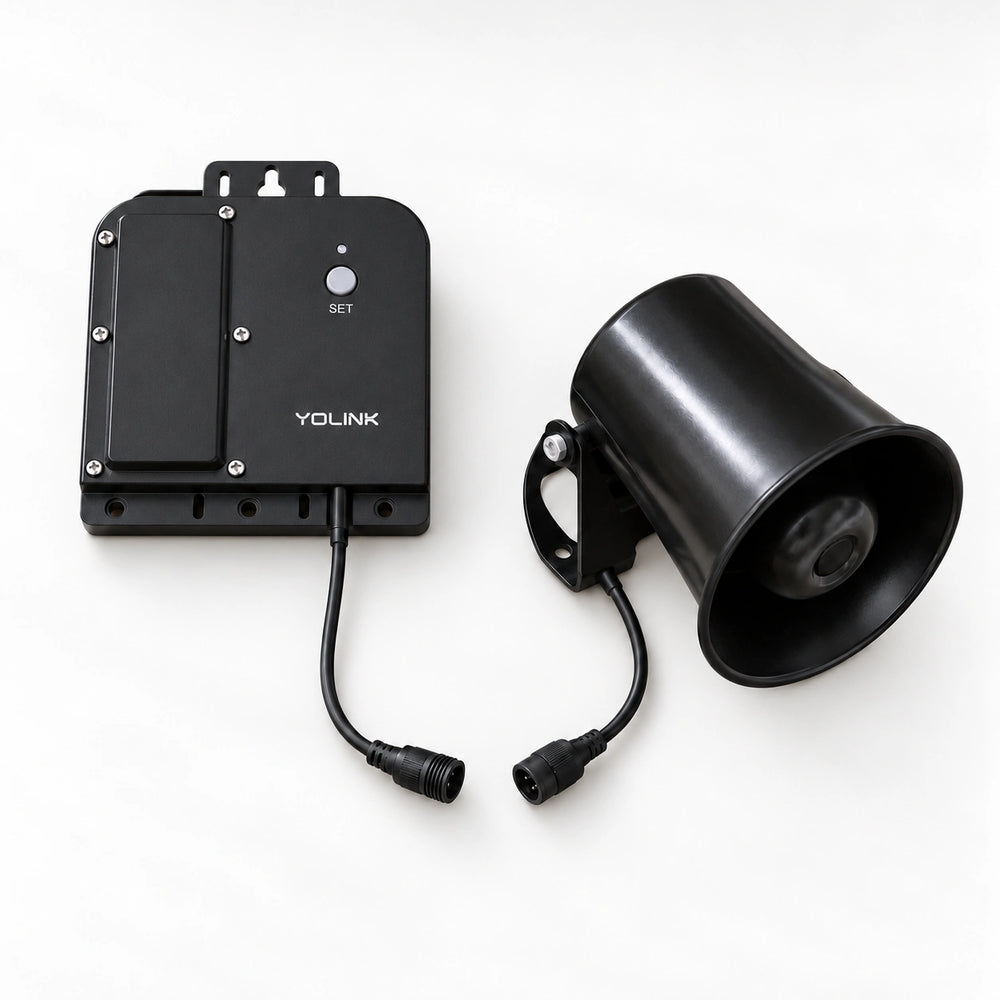 YoLink X3 Outdoor Alarm Controller & Siren Kit — arranged main components