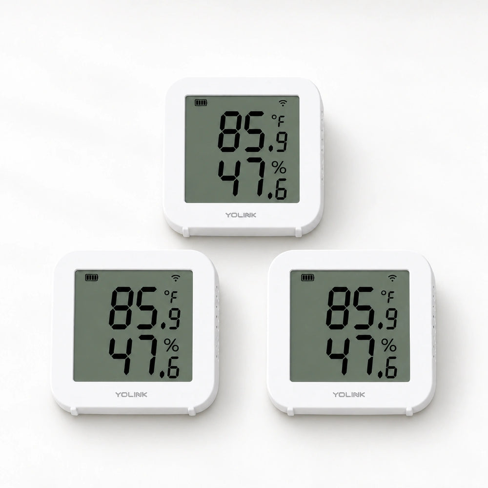 YoLink X3 Temperature & Humidity Sensor, 3-Pack — arranged main components