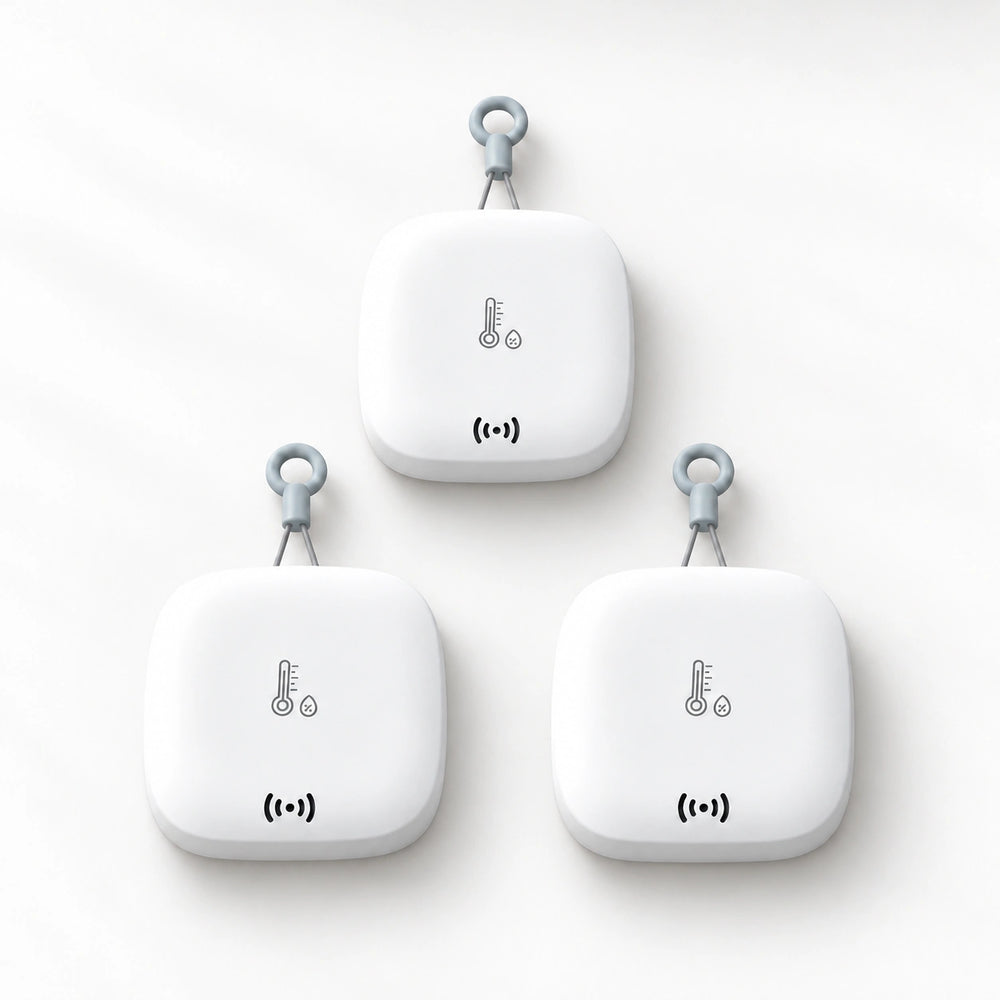 YoLink Weatherproof Temperature & Humidity Sensor, 3-Pack — arranged main components
