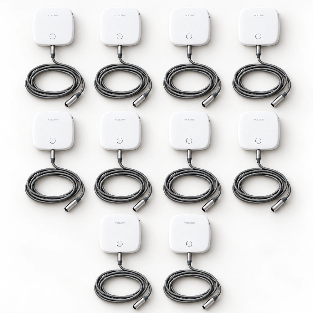YoLink Water Leak Sensor 2, 10-Pack — arranged main components