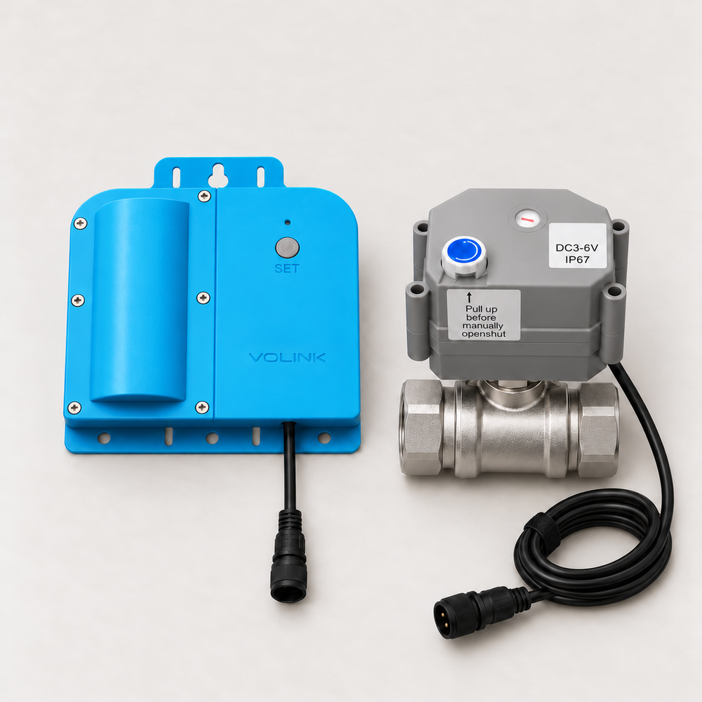 YoLink X3 Valve Controller Kit with Motorized Valve — arranged main components