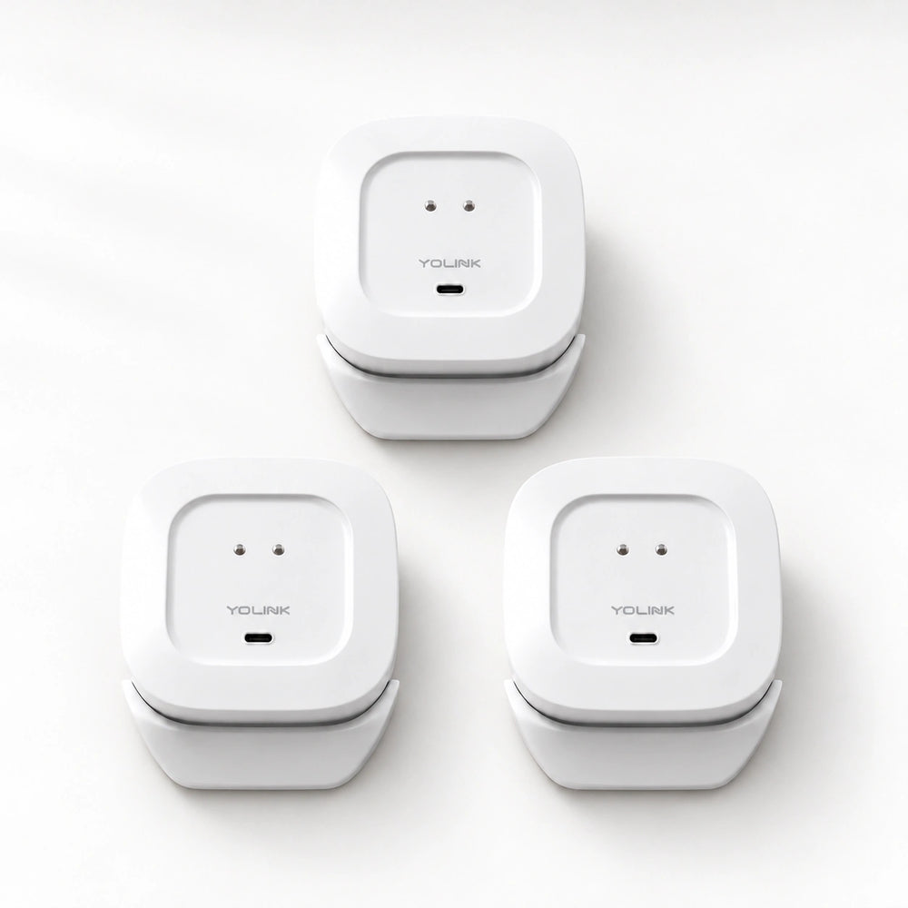 YoLink Water Leak Sensor 4 MoveAlert, 3-Pack — arranged main components