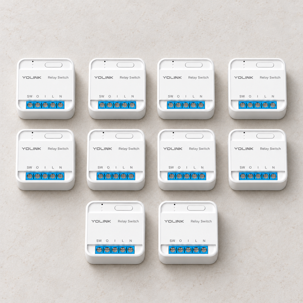 YoLink Relay Switch with Power Monitoring, 10-Pack — arranged main components