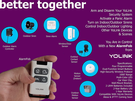 YoLink Home Security Starter Kit - Wireless Smart DIY Burglar Alarm, Intrusion Detection, LoRa, Motion, Door Sensors, Siren & Hub - YoLink