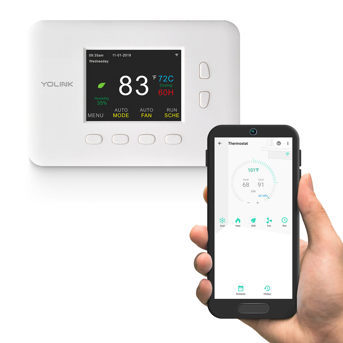 Thermostat, Heat Pump Compatible – YoLink