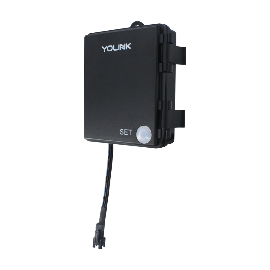 Smart Outdoor Relay & Alarm Controller (Alarm Device Not Included, YoLink Hub REQUIRED) - YoLink — installed controller hinge and SET detail