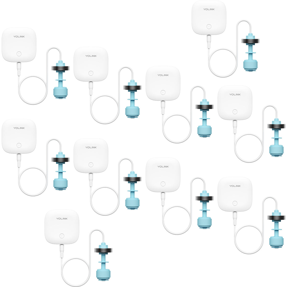 Group of YoLink water level float switches and sensor modules