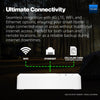 YoLlink Hub 3 with text about ultimate connectivity options with 4G LTE, WiFi, and Ethernet options on a dark background.