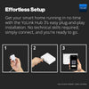 YoLink Hub 3 effortless setup guide with three steps on a black background