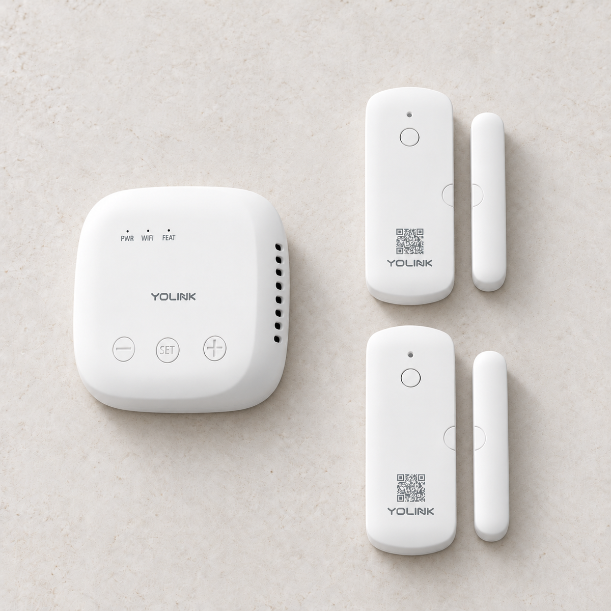 YoLink Door Sensor Starter Kit — arranged main components
