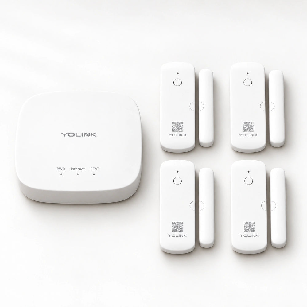 YoLink Door Sensor Starter Kit — arranged main components