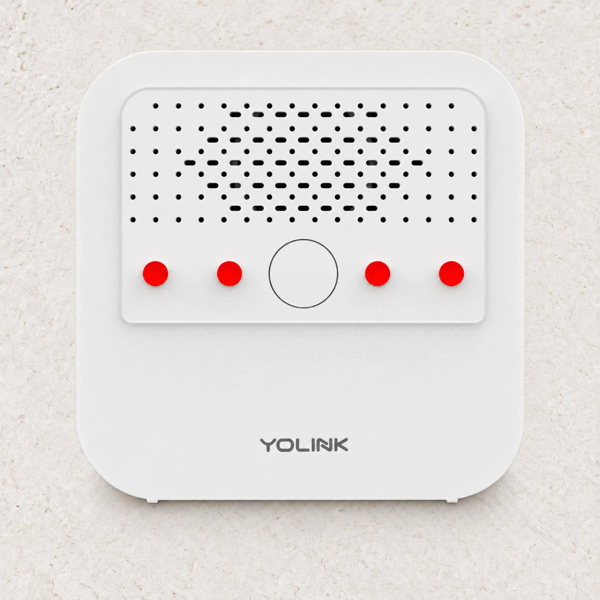 YoLink Indoor Siren Alarm — arranged product-only photograph on a subtle white textured surface