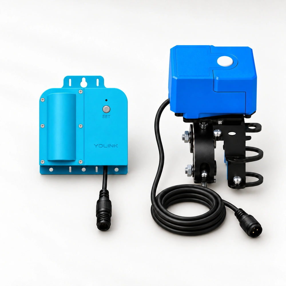 YoLink X3 Valve Controller Kit with Bulldog Valve Robot — arranged main components