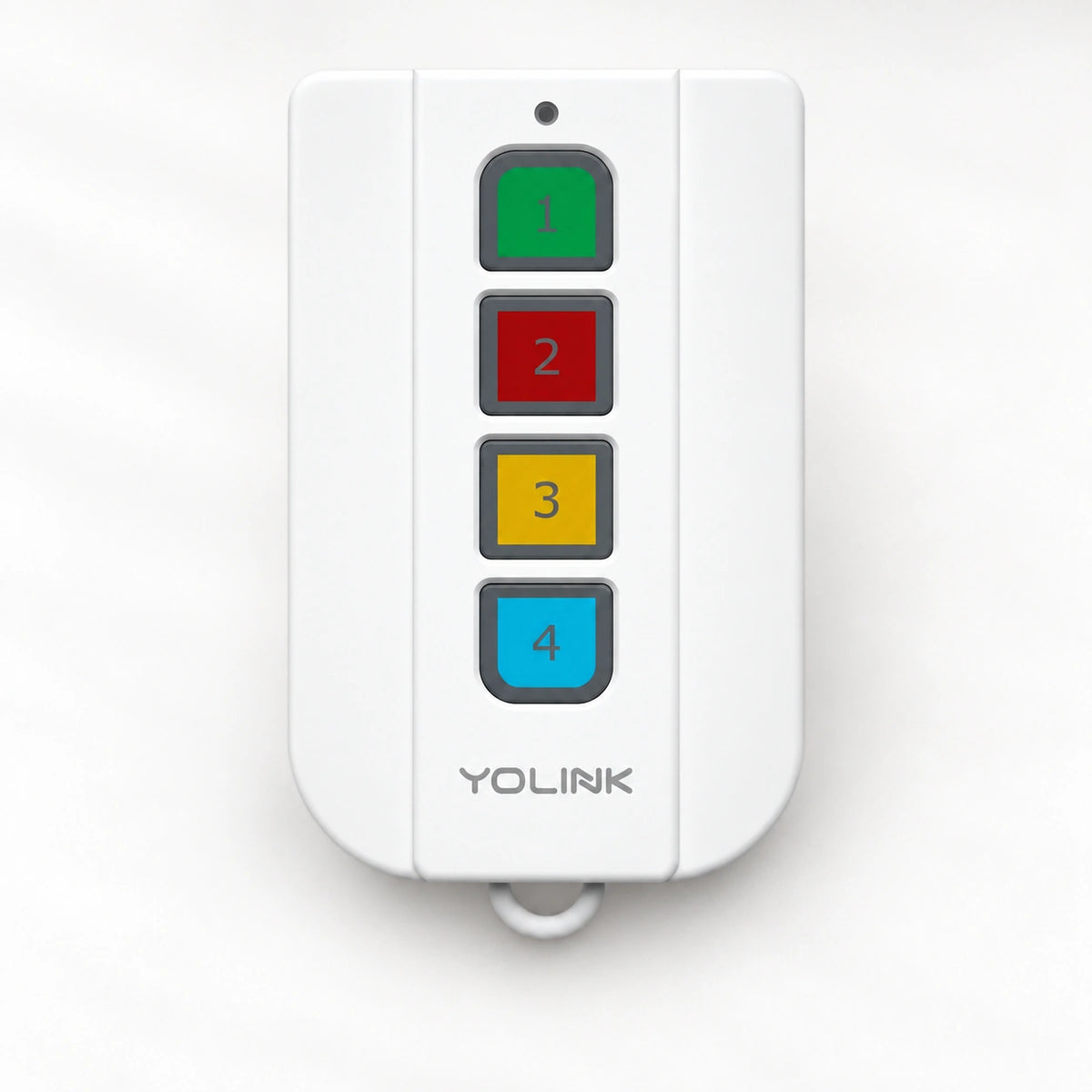 YoLink FlexFob, 2nd Generation — product-only photograph on smooth neutral off-white with soft diffused daylight shadows