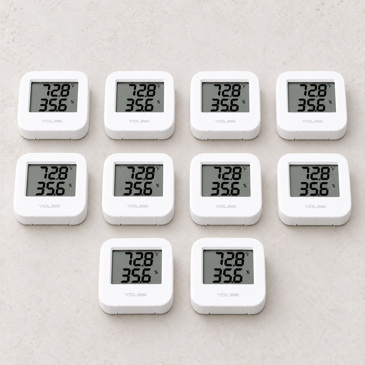 YoLink Temperature & Humidity Sensor, 10-Pack — arranged main components
