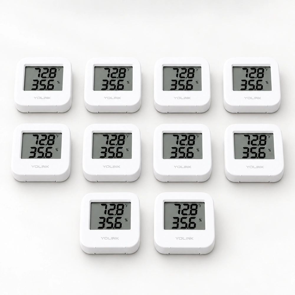YoLink Temperature & Humidity Sensor, 10-Pack — arranged main components