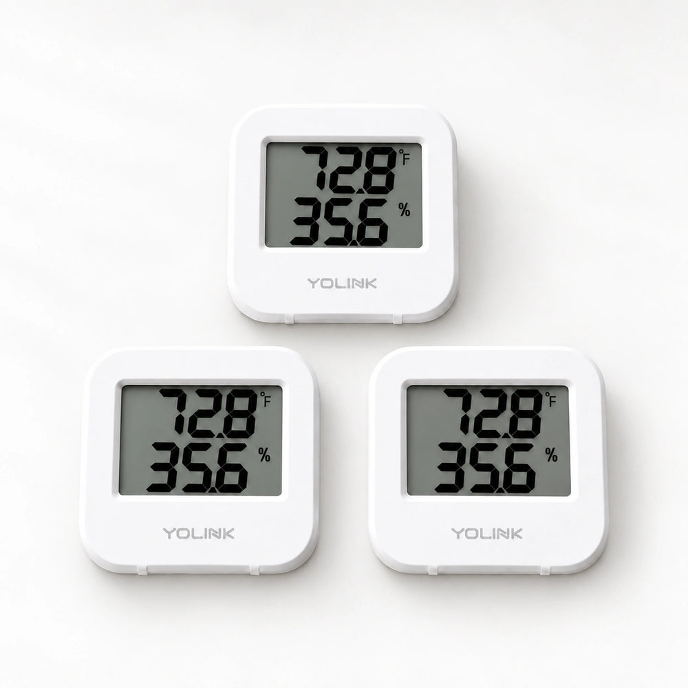YoLink Temperature & Humidity Sensor, 3-Pack — arranged main components