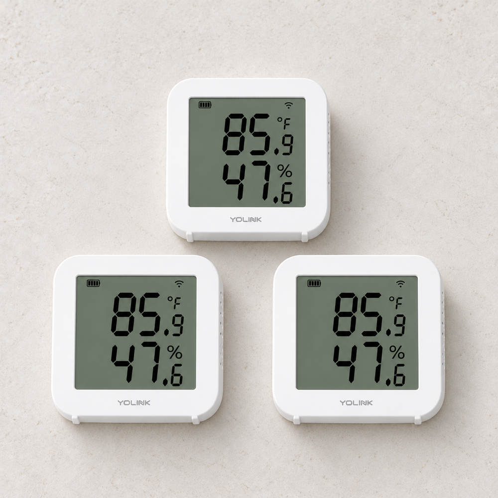 YoLink X3 Temperature & Humidity Sensor, 3-Pack — arranged main components