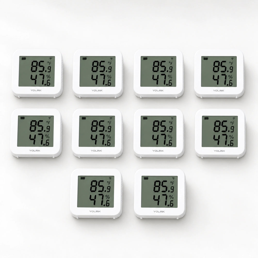 YoLink X3 Temperature & Humidity Sensor, 10-Pack — arranged main components
