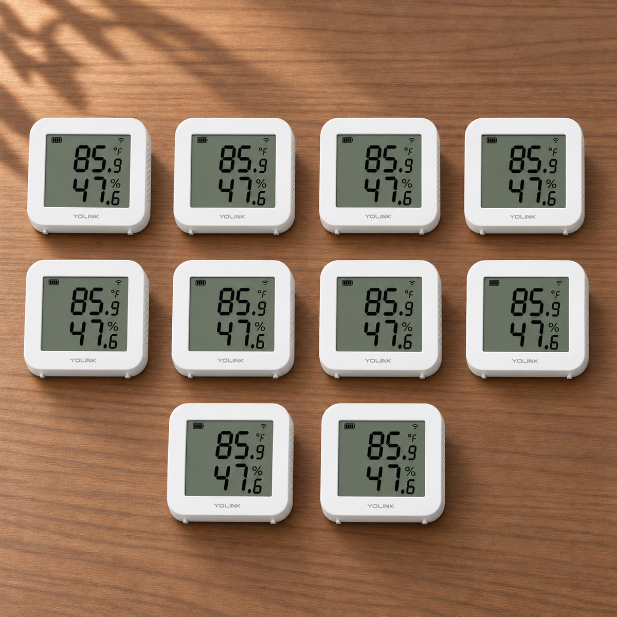 YoLink X3 Temperature & Humidity Sensor, 10-Pack — arranged main components