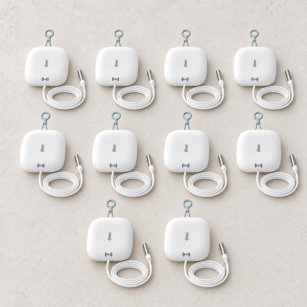 YoLink Weatherproof Temperature Sensor with Probe, 10-Pack — arranged main components