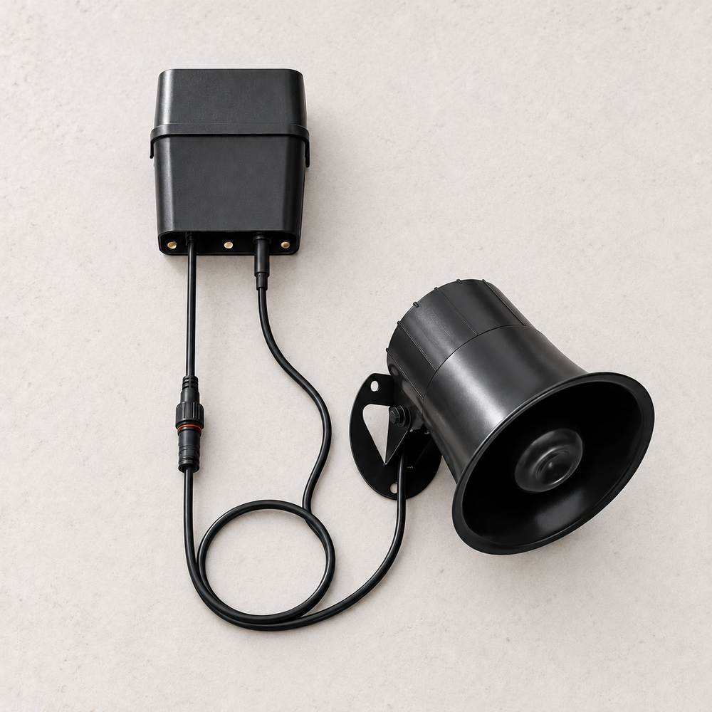 YoLink Outdoor Alarm Controller 2 & Siren Kit — arranged main components