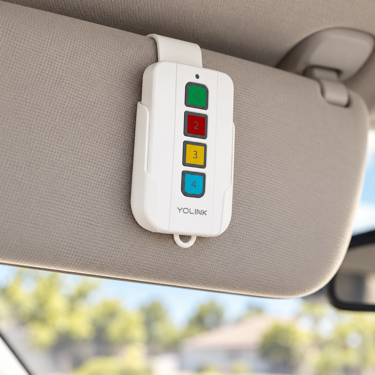 YoLink FlexFob Kit with Wall-Mount and Car Visor Bracket — representative natural-use view