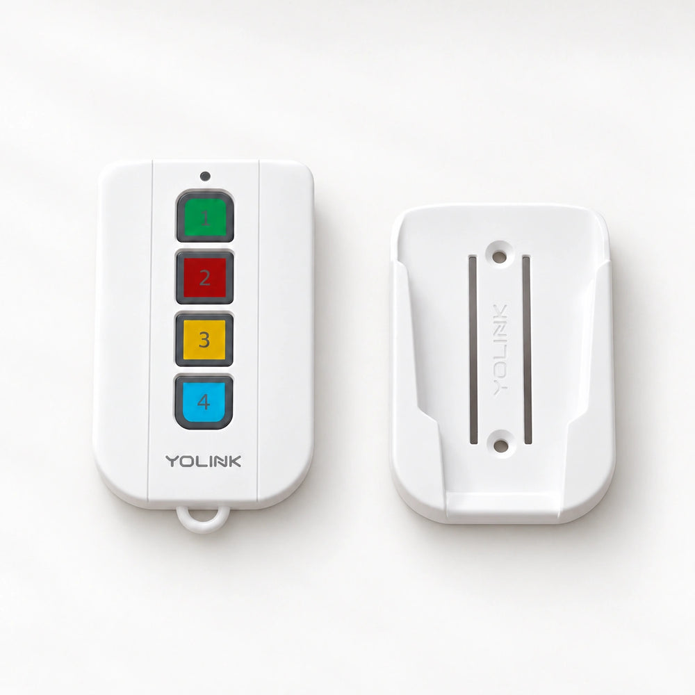 YoLink FlexFob Kit with Wall-Mount and Car Visor Bracket — arranged main components