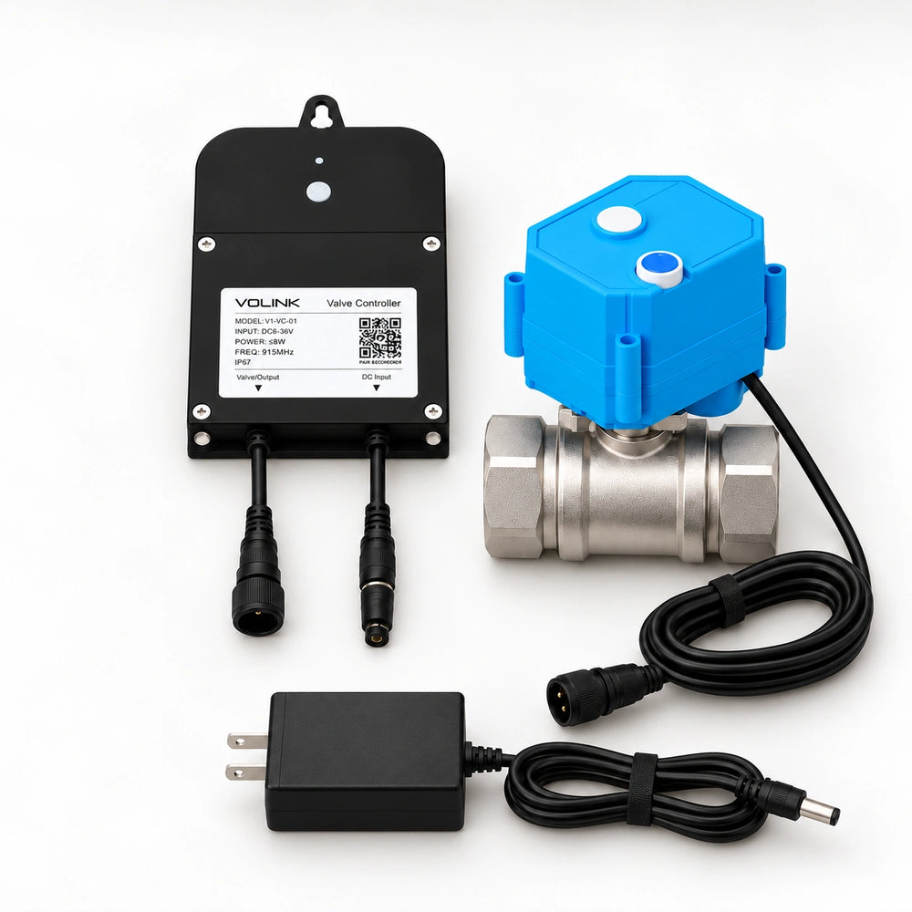 YoLink Valve Controller 2 Kit with Motorized Valve — arranged main components