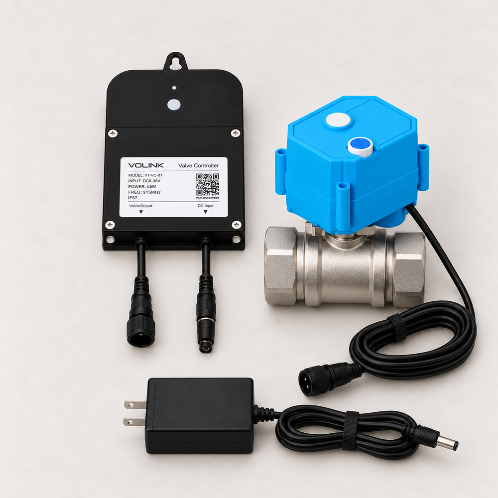 YoLink Valve Controller 2 Kit with Motorized Valve — arranged main components