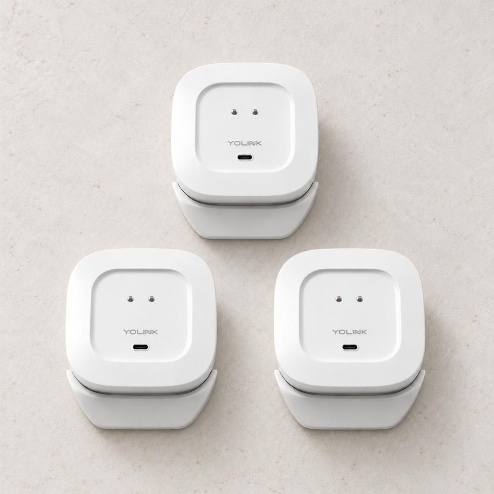 YoLink Water Leak Sensor 4 MoveAlert, 3-Pack — arranged main components