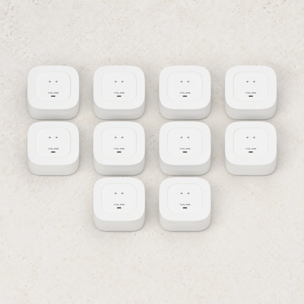 YoLink Water Leak Sensor 4, 10-Pack — arranged main components