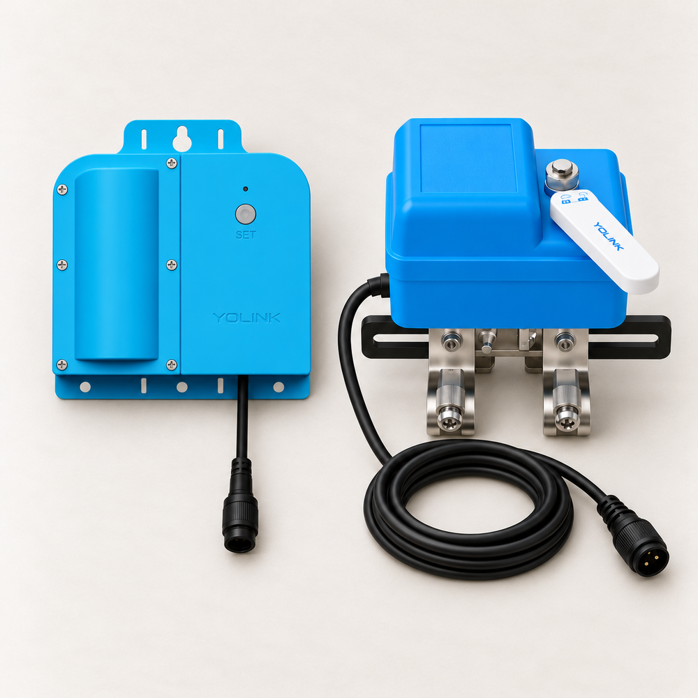 YoLink X3 Valve Controller Kit with EVO Valve Operator — arranged main components