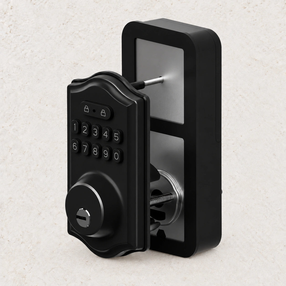 YoLink Smart Deadbolt Lock with Keypad — arranged product-only photograph on a subtle white textured surface