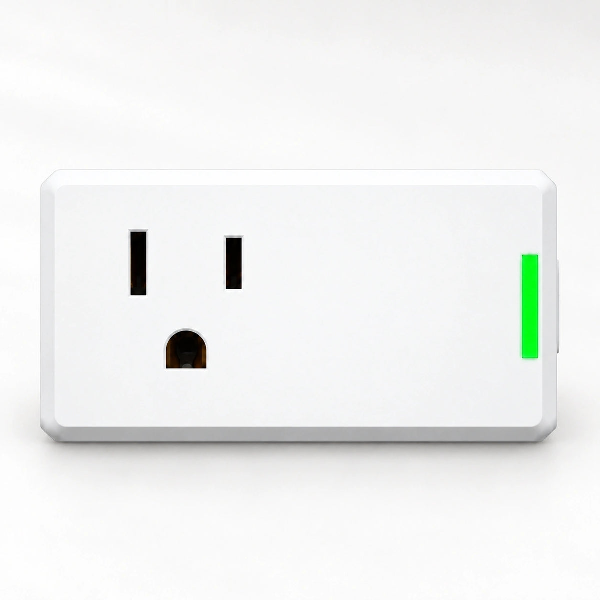 YoLink Energy Plug, 15A — product-only photograph on smooth neutral off-white with soft diffused daylight shadows