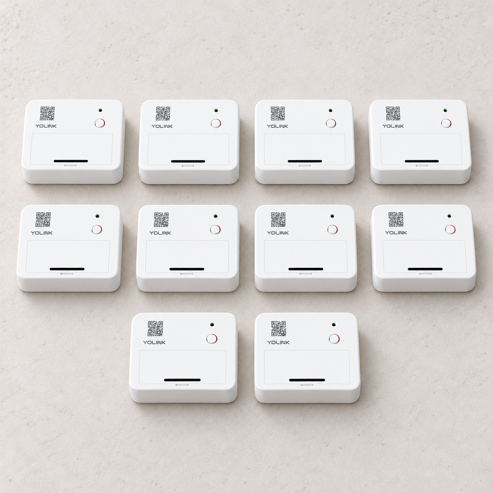 YoLink Vibration Sensor, 10-Pack — arranged main components