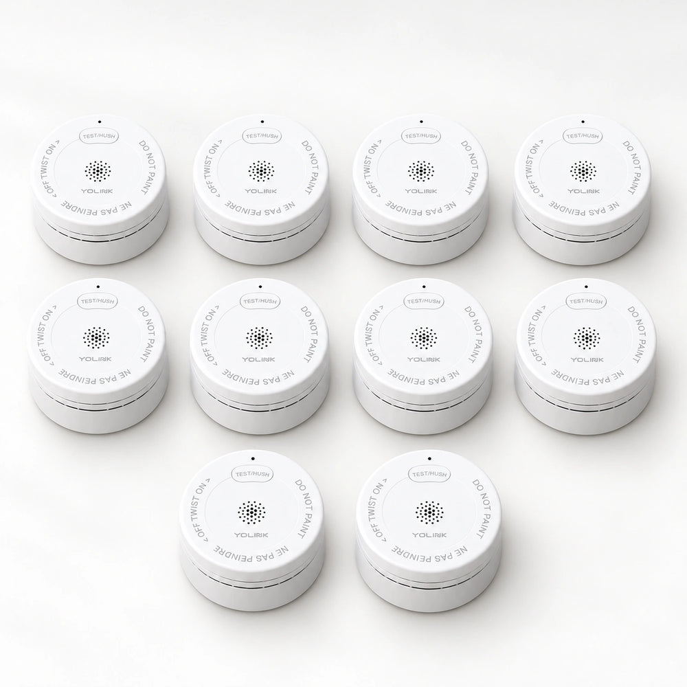 YoLink Photoelectric Smoke Alarm, 10-Pack — arranged main components