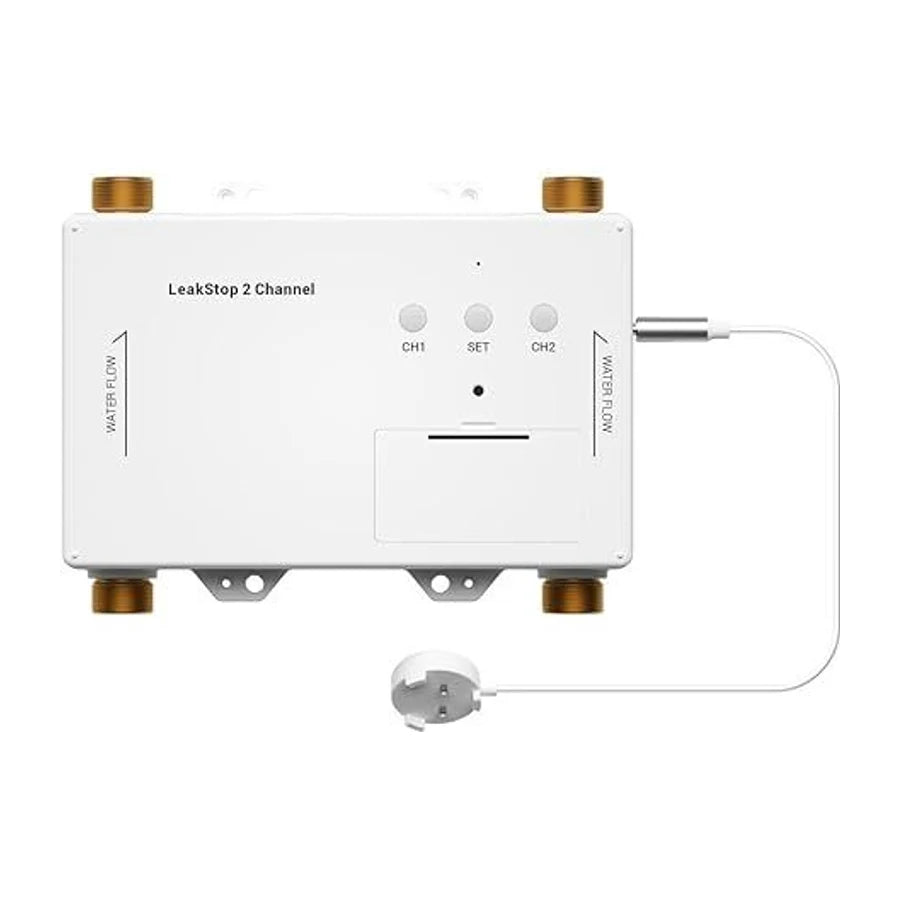 LeakStop 2 Channel Leak Detector, Stops Running Water in Home, Office, or Apartment Sinks & Washing Machine, Auto Shutoff Valve, Prevents Water Waste, Real-Time Monitoring