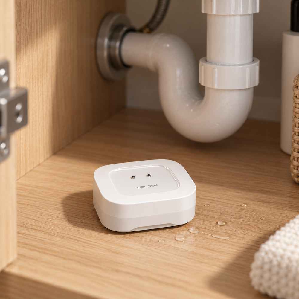YoLink Water Leak Sensor 1 in a natural home setting