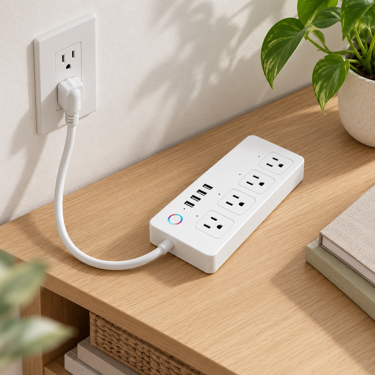 YoLink Smart Power Strip in a natural home setting