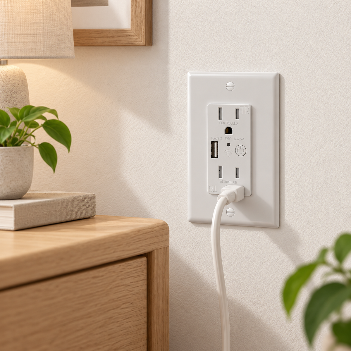 YoLink In-Wall Outlet in a natural home setting