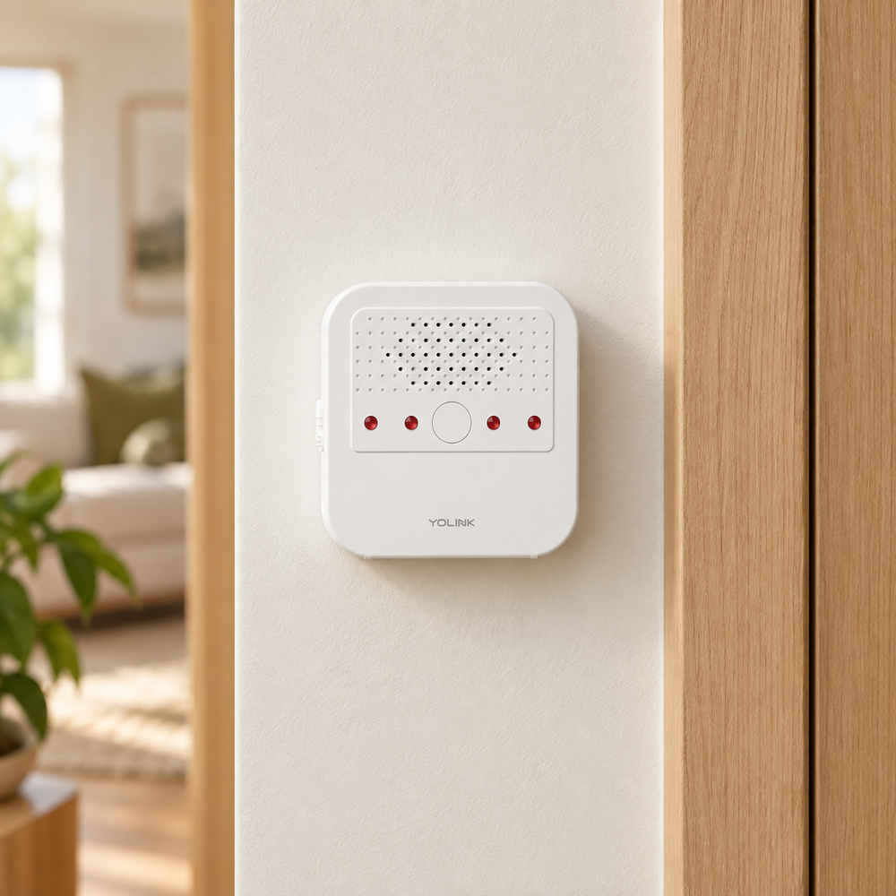 YoLink Indoor Siren Alarm in a natural home setting