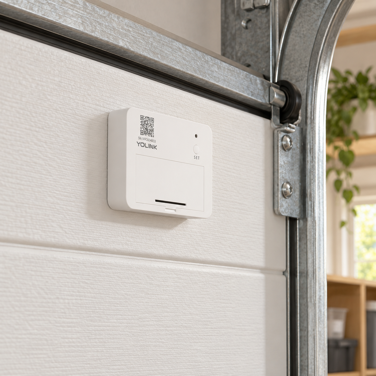 YoLink Garage Door Sensor in a natural home setting