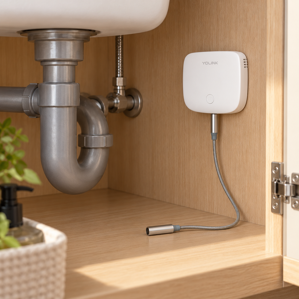 YoLink Water Leak Sensor 2 in a natural home setting