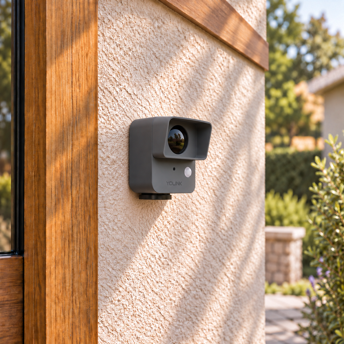 YoLink Outdoor Motion Sensor in a natural home setting