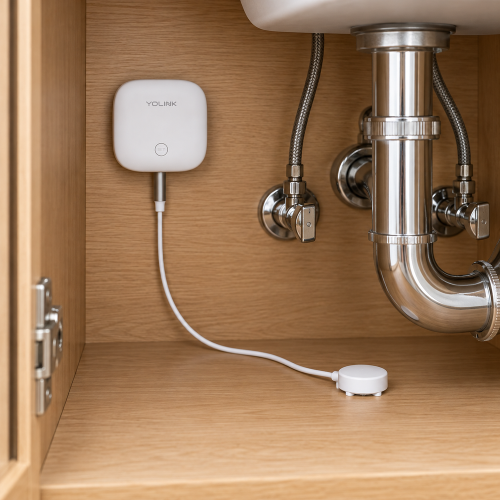 YoLink Water Leak Sensor 3 in a natural home setting