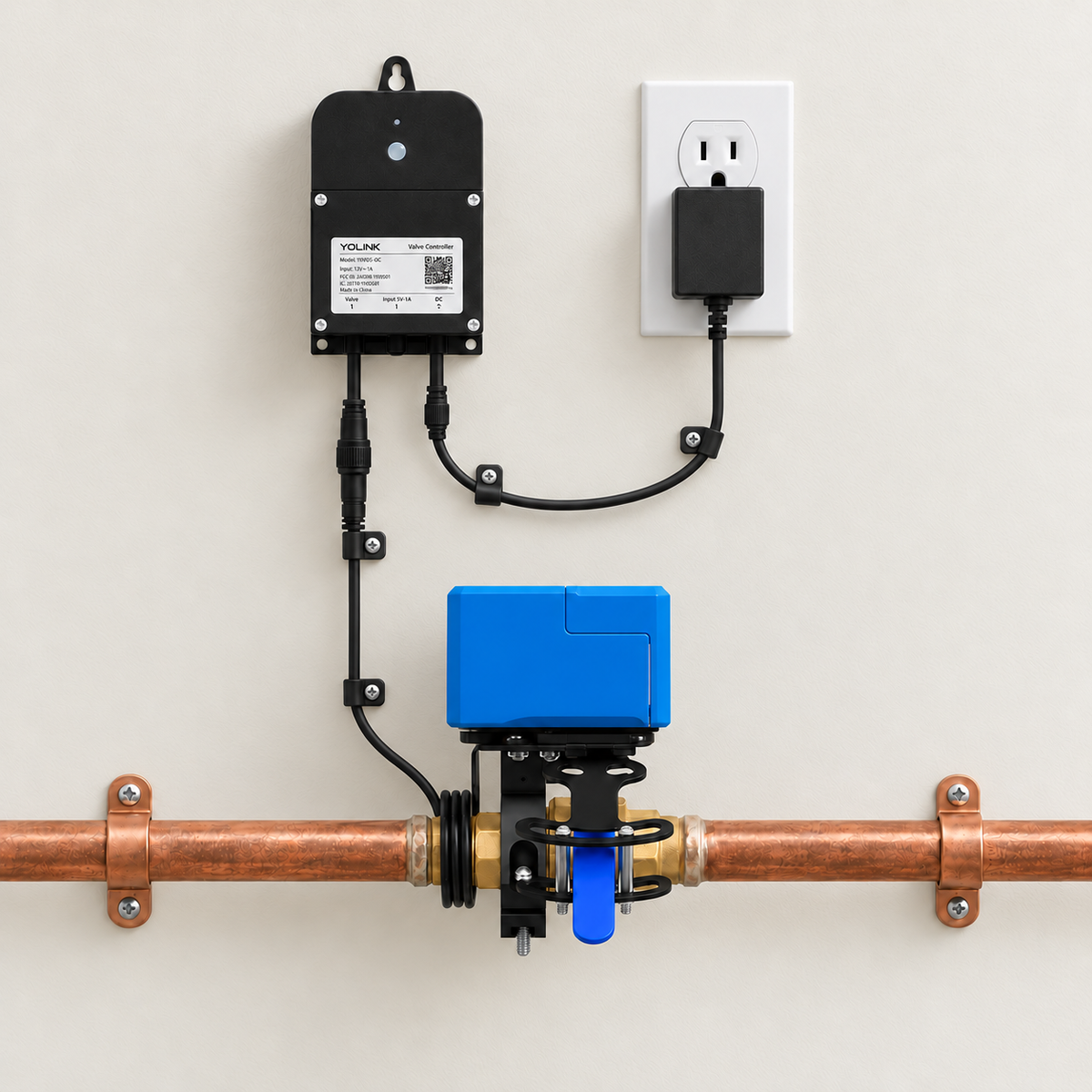 YoLink Valve Controller 2 Kit with Bulldog Valve Robot in a natural installed setting